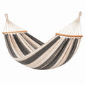 Amaca in Cotone a Strisce Grigio e Bianco con Barre in Legno