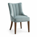 Sedia da pranzo in velluto azzurro con gambe in legno
