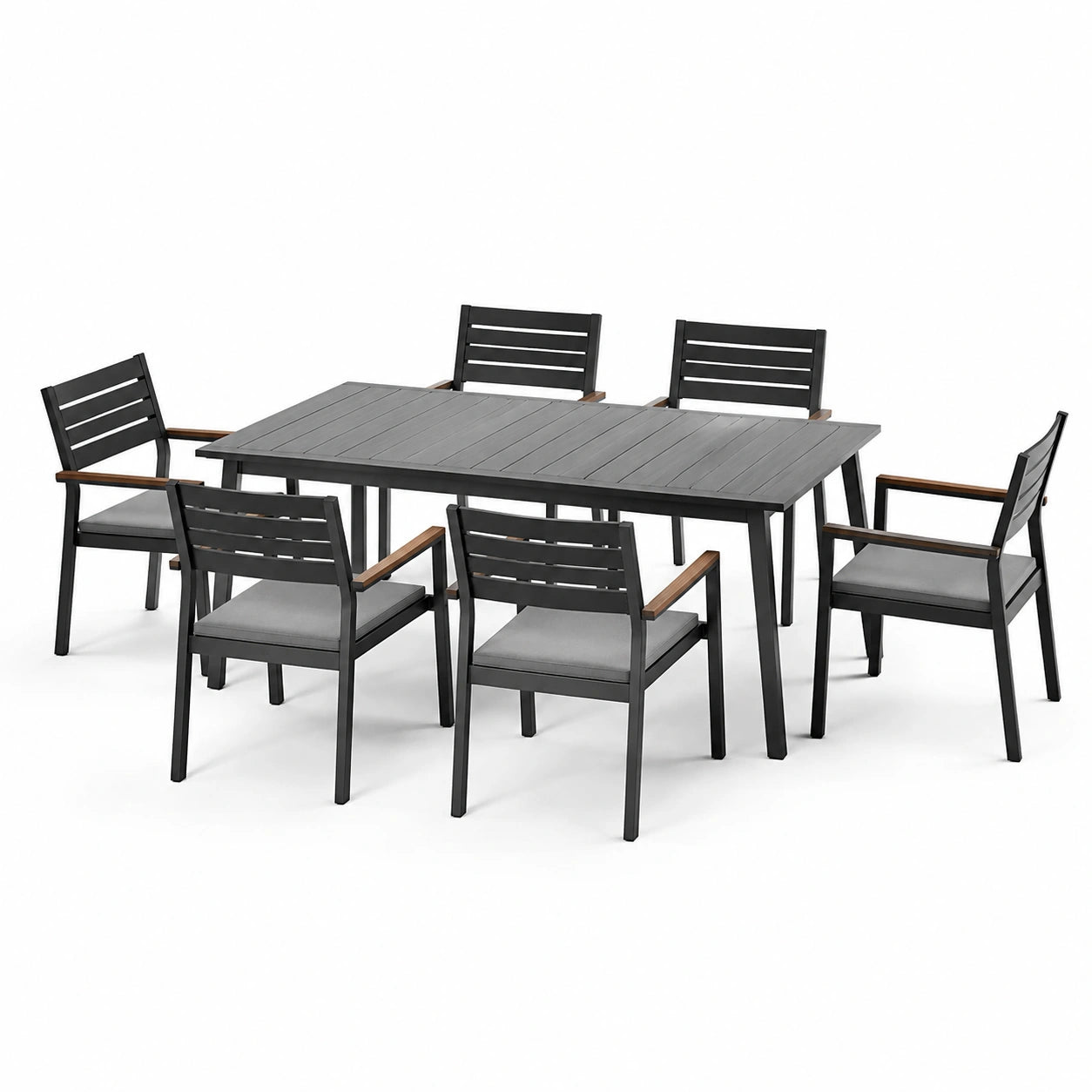 Set da pranzo per esterno in metallo e poliestere 6 posti