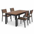 Set da pranzo per esterno in legno e metallo marrone 1 tavolo 4 sedie
