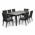 Set tavolo da pranzo in metallo e poliestere nero 7 pezzi