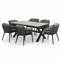 Set da pranzo da giardino in metallo, composito e poliestere grigio 7 pezzi