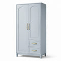 Armadio a Due Ante in Legno MDF Grigio con Maniglie in Metallo