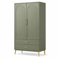 Armadio in legno MDF verde con maniglie in metallo