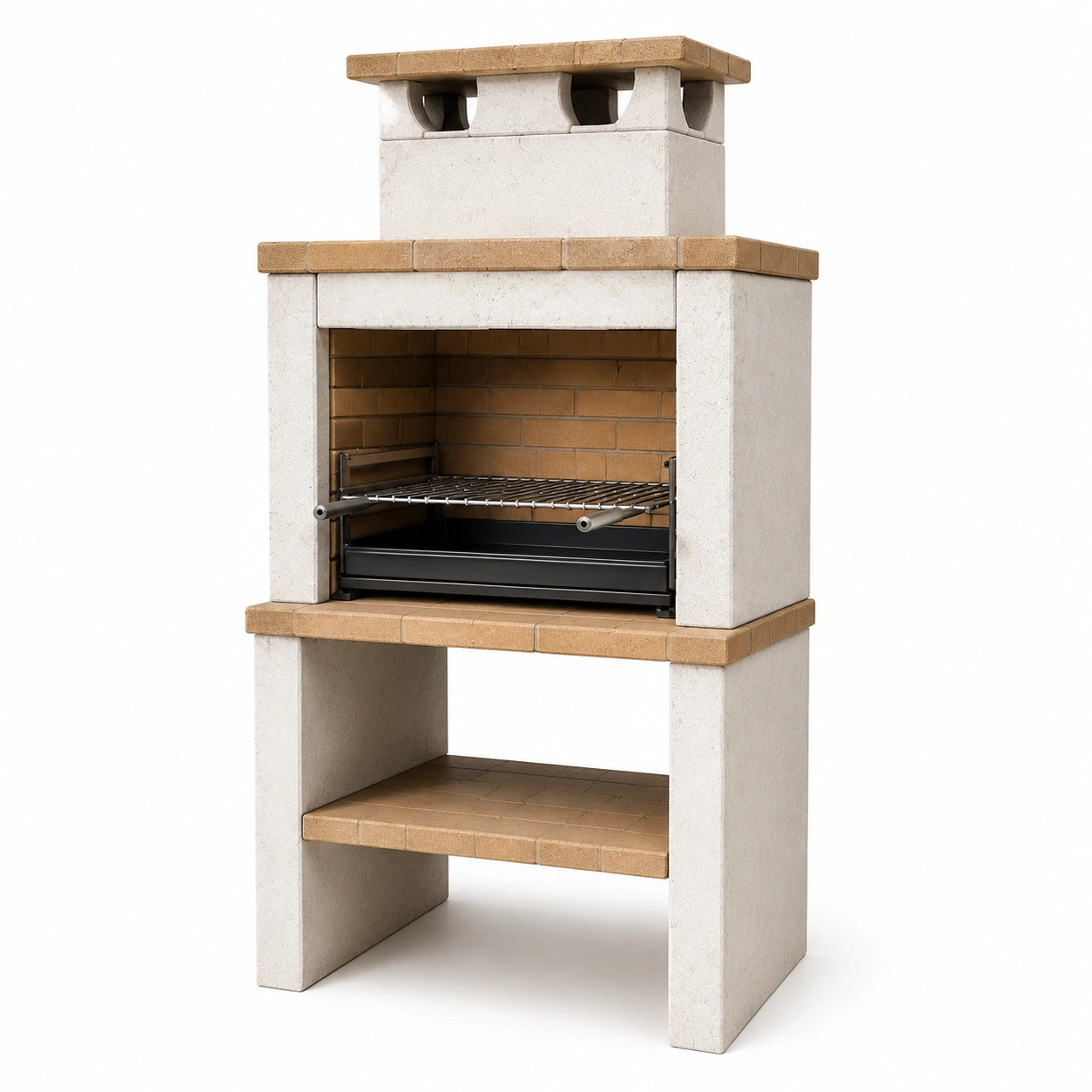 Barbecue in cemento refrattario con griglia in acciaio inox