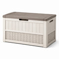Baule da giardino in plastica con effetto rattan beige