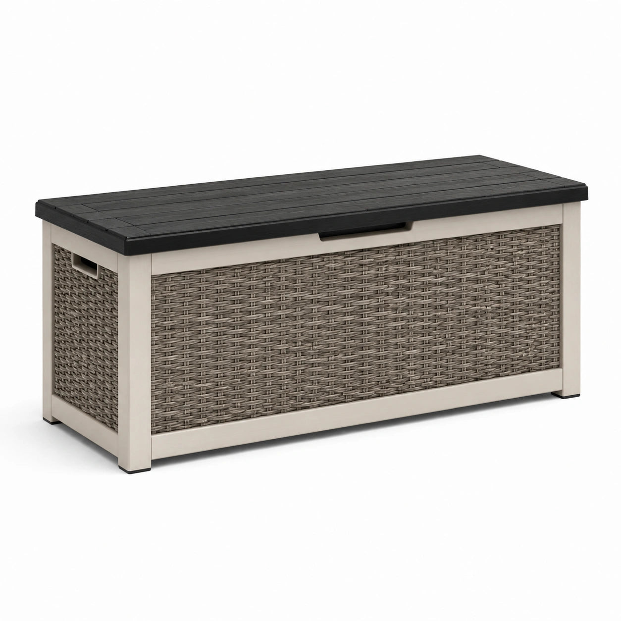 Baule da giardino in polipropilene e rattan sintetico grigio 120x45x60 cm