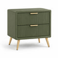 Comodino in legno MDF verde con gambe dorate
