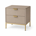 Comodino in legno composito con gambe in metallo e 2 cassetti