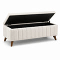 Panca Contenitore in Tessuto e Legno Beige