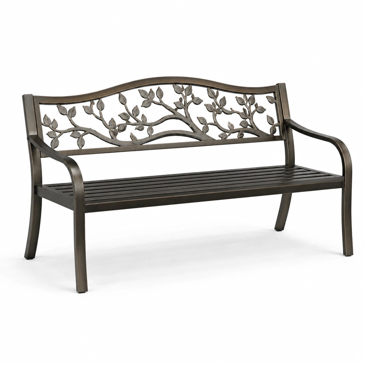 Panchina da giardino in ferro marrone scuro 128 cm